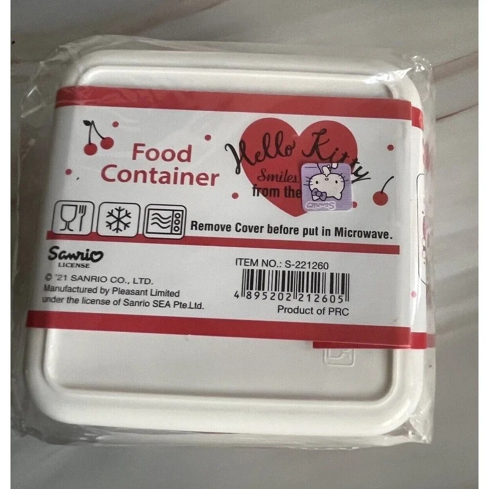2Pcs Hello Kitty Food Container Smiles From The Heart Print BPA Free 850ml